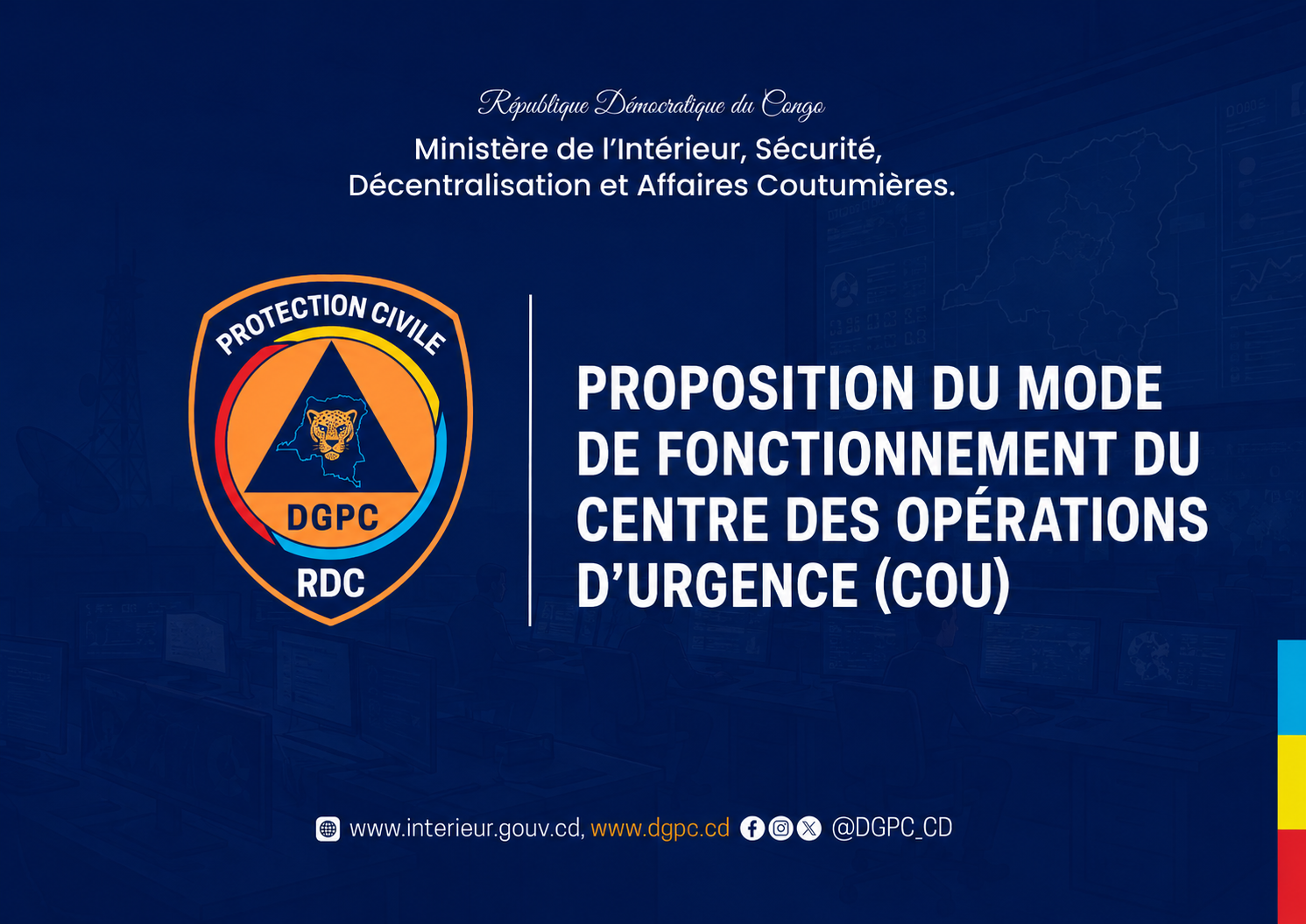 Proposition du mode de fonctionnement du Centre des Opérations d'Urgence (COU) — DGPC RDC